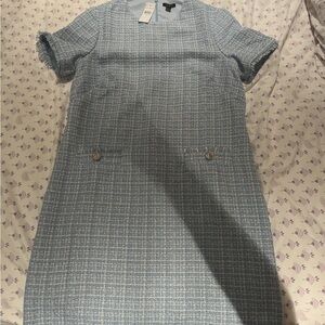 Ann Taylor Blue Sheath Dress Short Sleeve Crew Neck